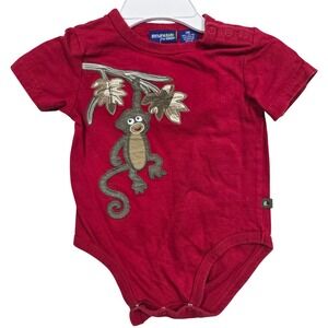 Genuine Kids OshKosh Red Monkey Applique Bodysuit 12M Cotton VTG Y2K